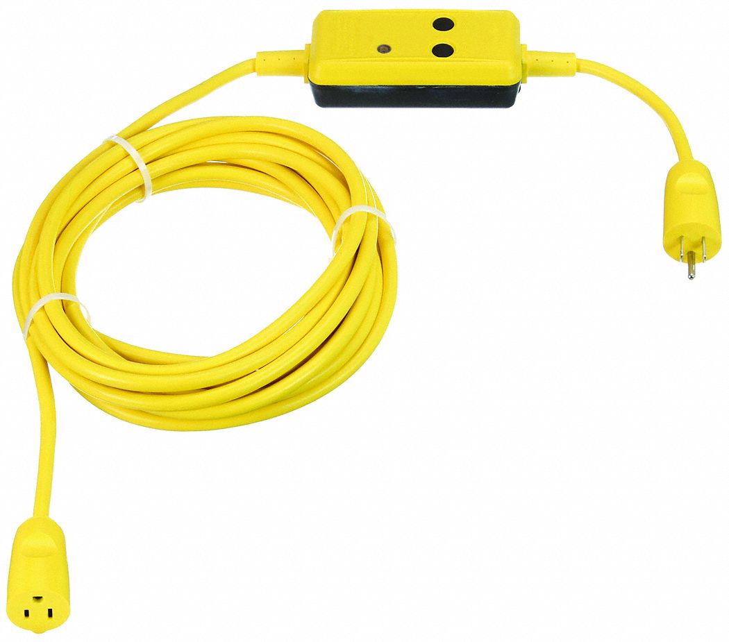 HUBBELL WIRING DEVICEKELLEMS Line Cord GFCI, 25 ft, Yellow, 15.0 A