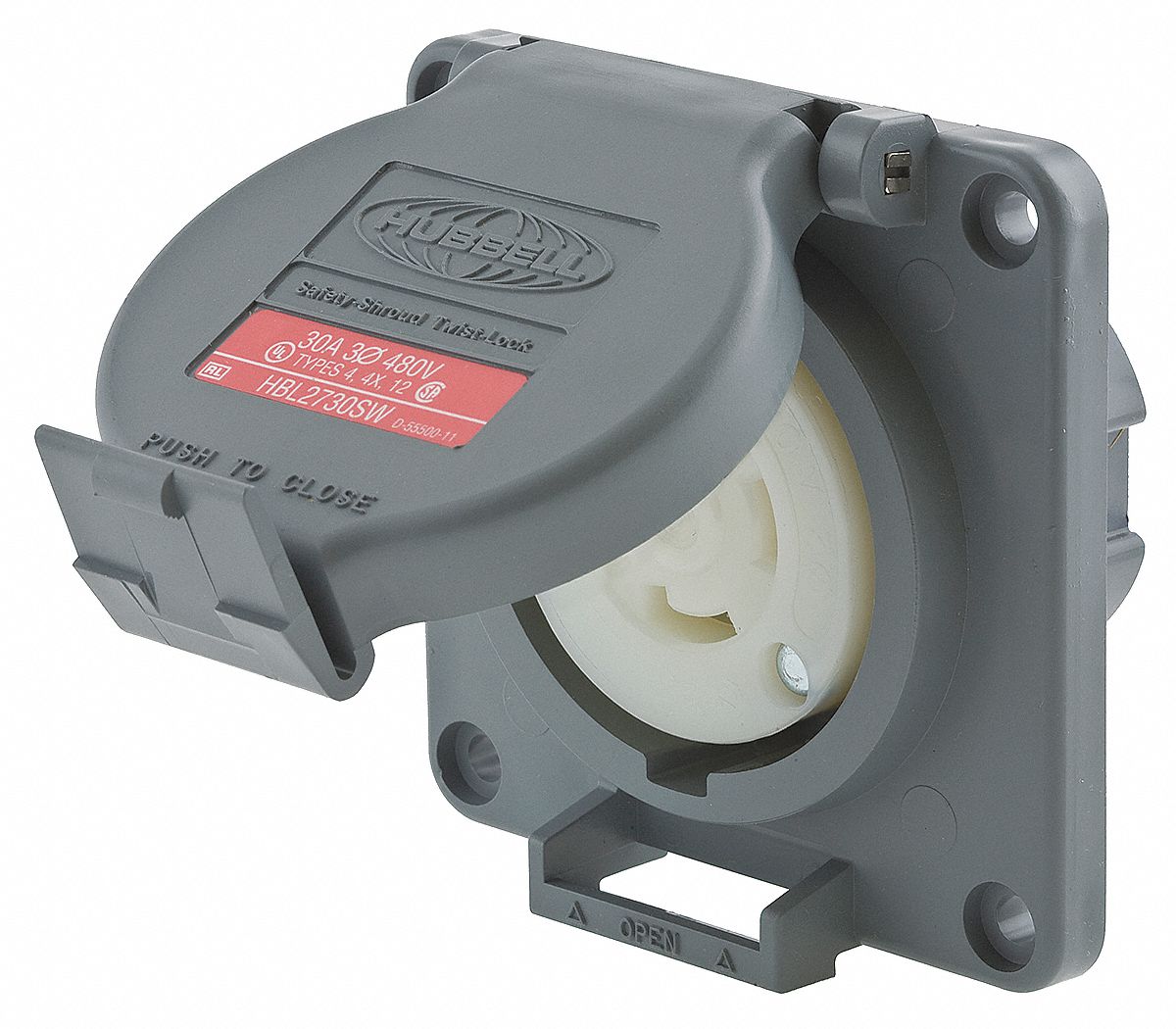 HUBBELL WIRING DEVICEKELLEMS Gray Watertight Locking Receptacle, 30