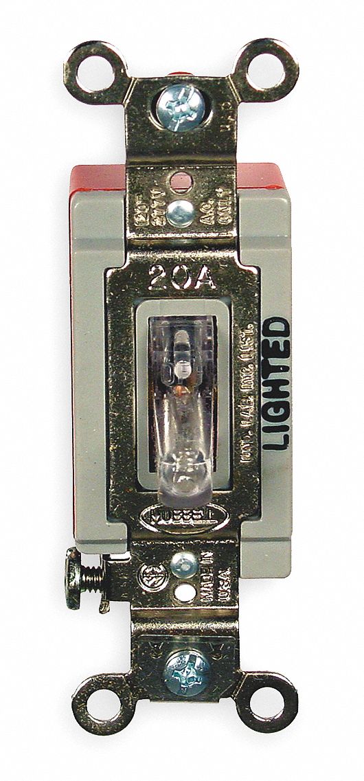 Illuminated Wall Switch,1Pole,20A,Clear PK 10 HBL1221ILC eBay