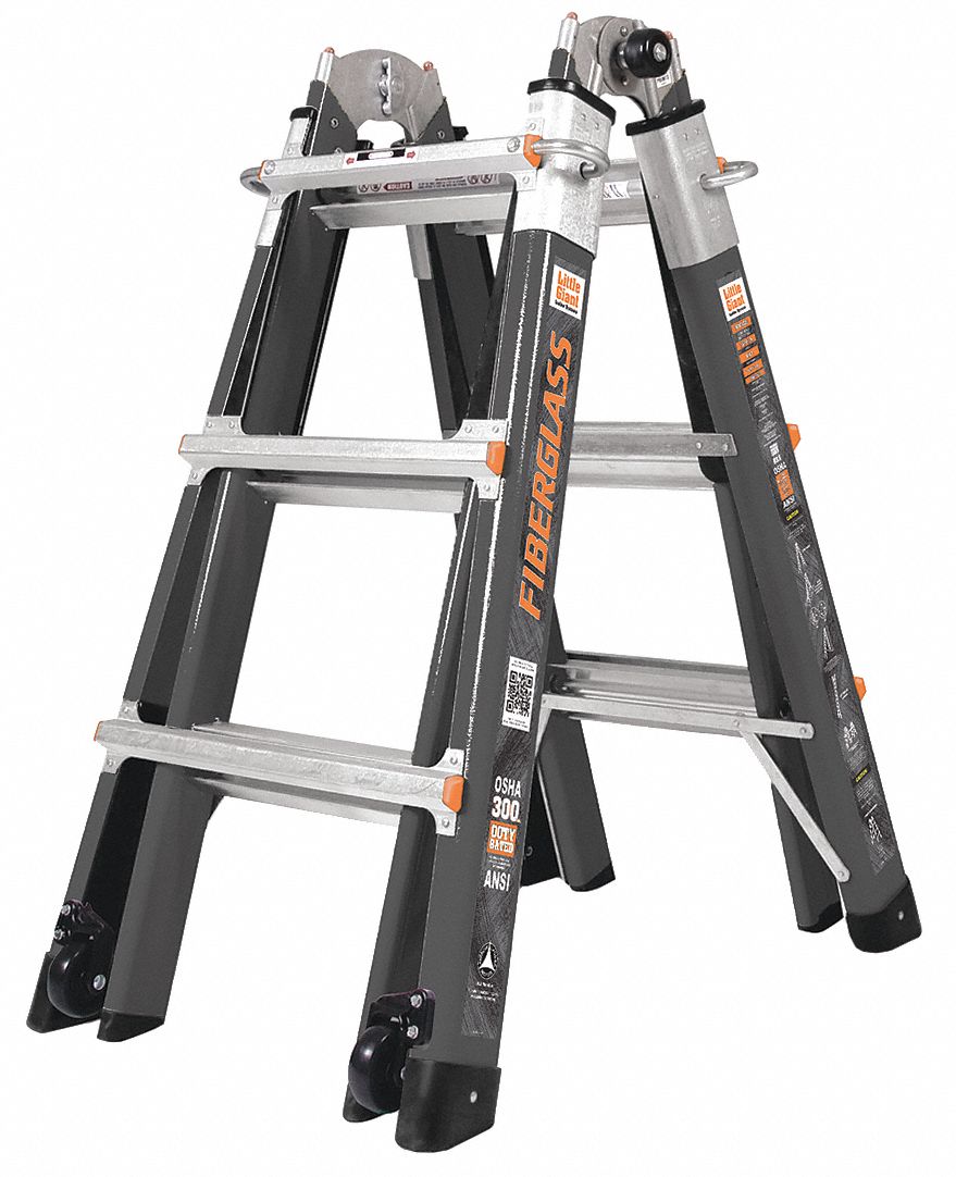 LITTLE GIANT 13 ft Fiberglass Multipurpose Ladder, 300 lb Load Capacity