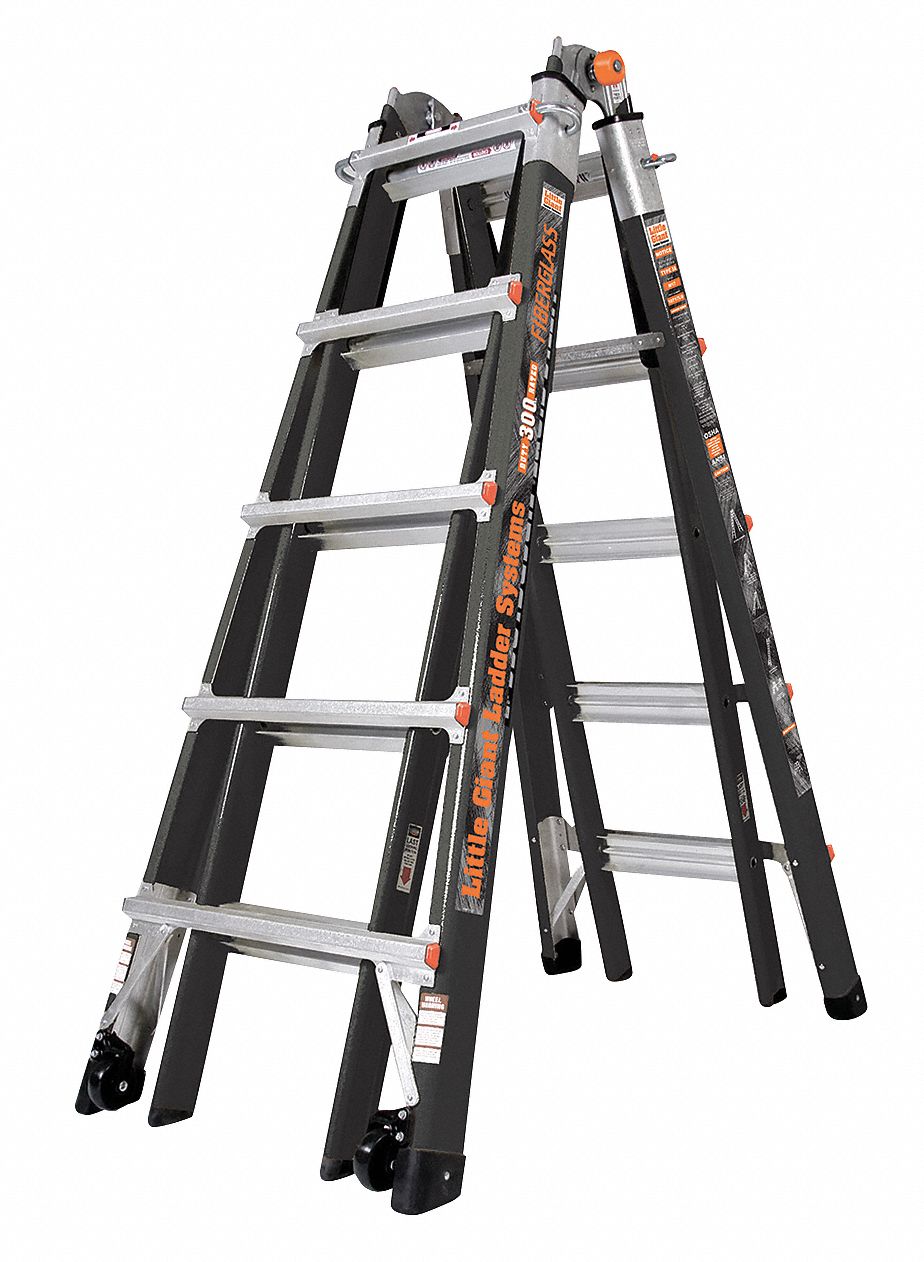 LITTLE GIANT 22 ft Fiberglass Multipurpose Ladder, 300 lb Load Capacity