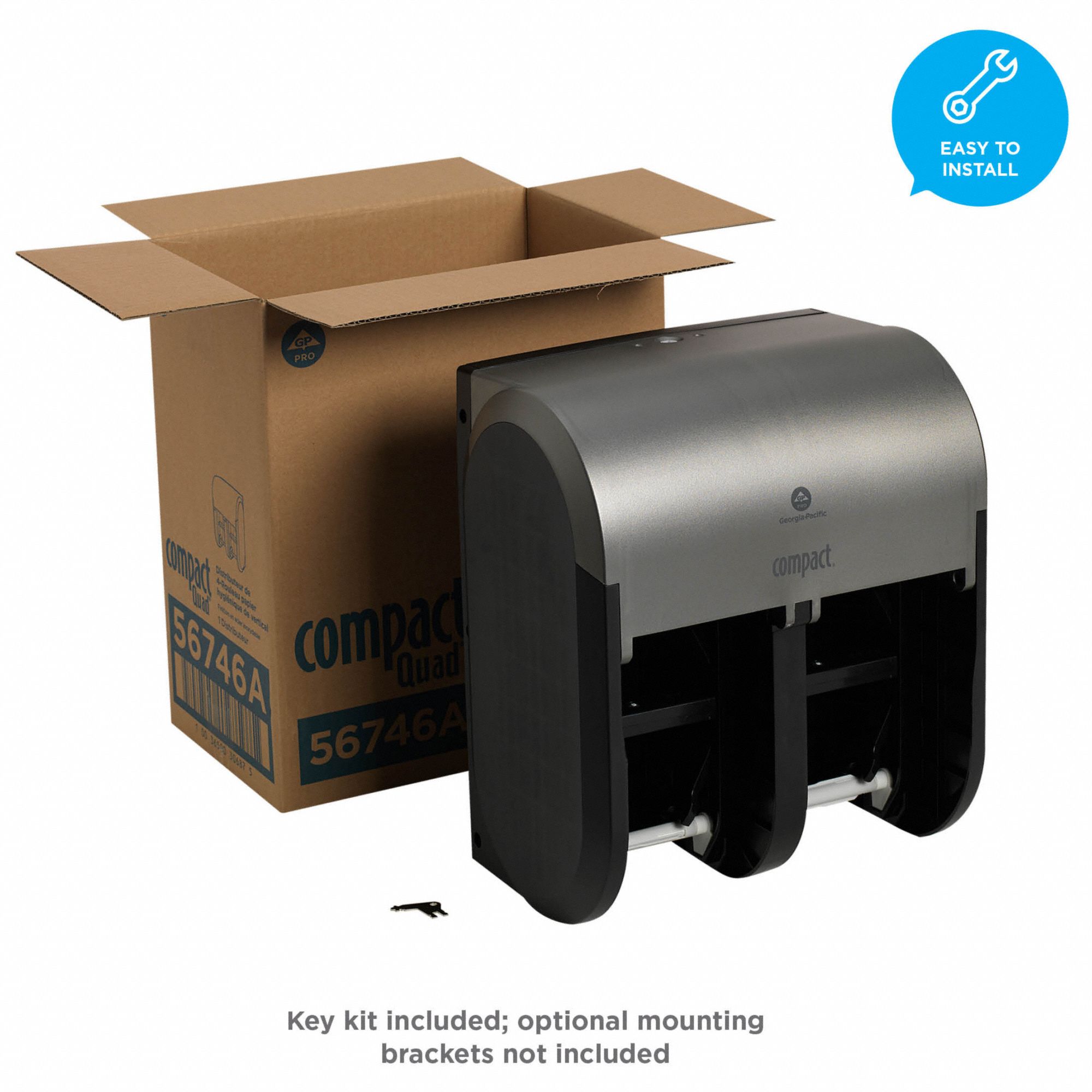 Toilet Paper Dispenser Coreless, Vertical Quad Roll