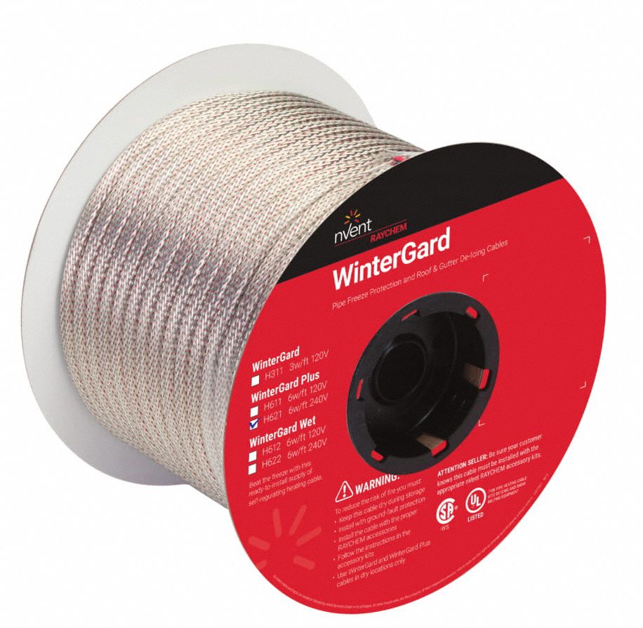 RAYCHEM Indoor Only, Electric Heating Cable, 250 ft, 240V AC, Hardwired