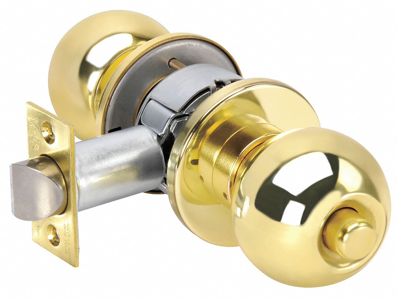 YALE Medium Duty Privacy 4600Series Knob Lockset, Bright Brass Finish