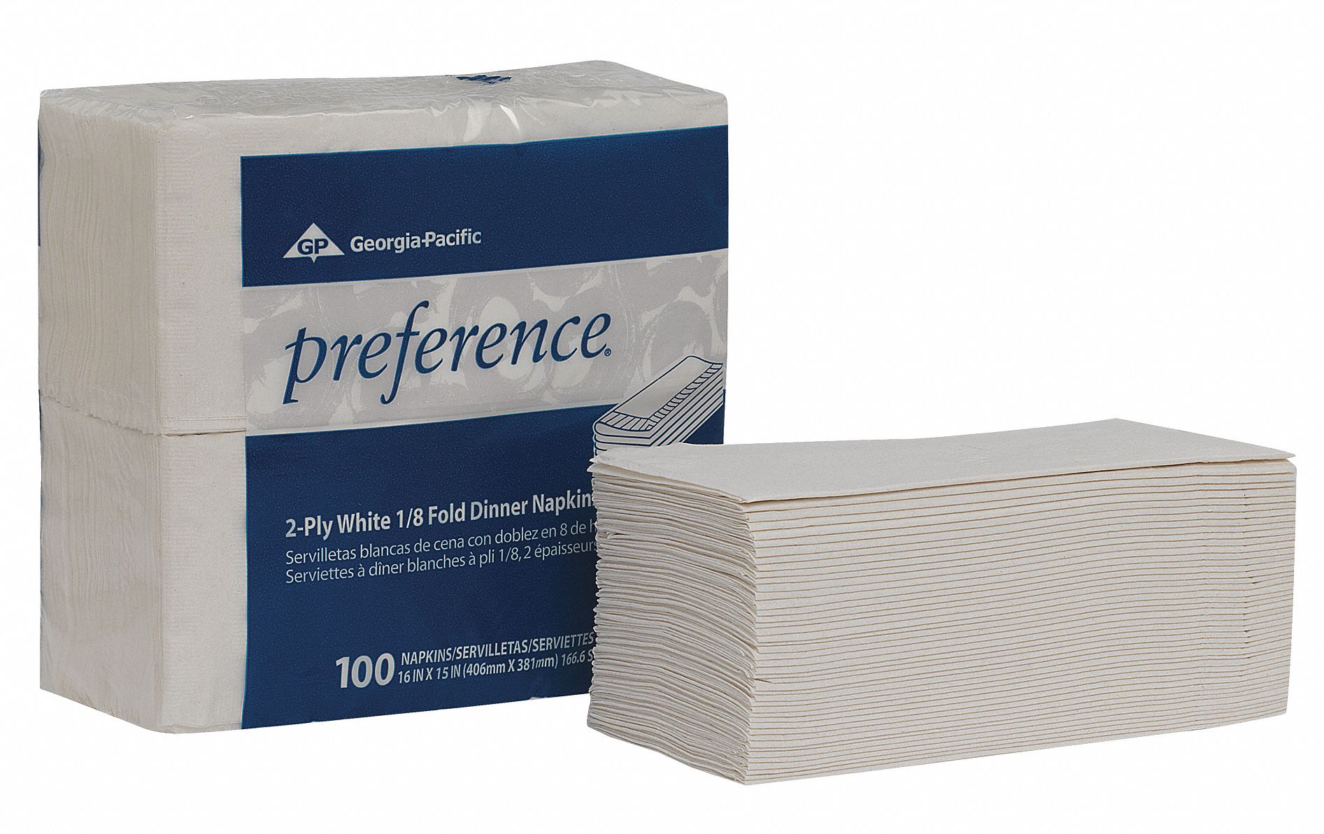 DIXIE 1/8 Fold Dinner Napkin, Scrollwork White, 3 3/4 in x 8 in Folded