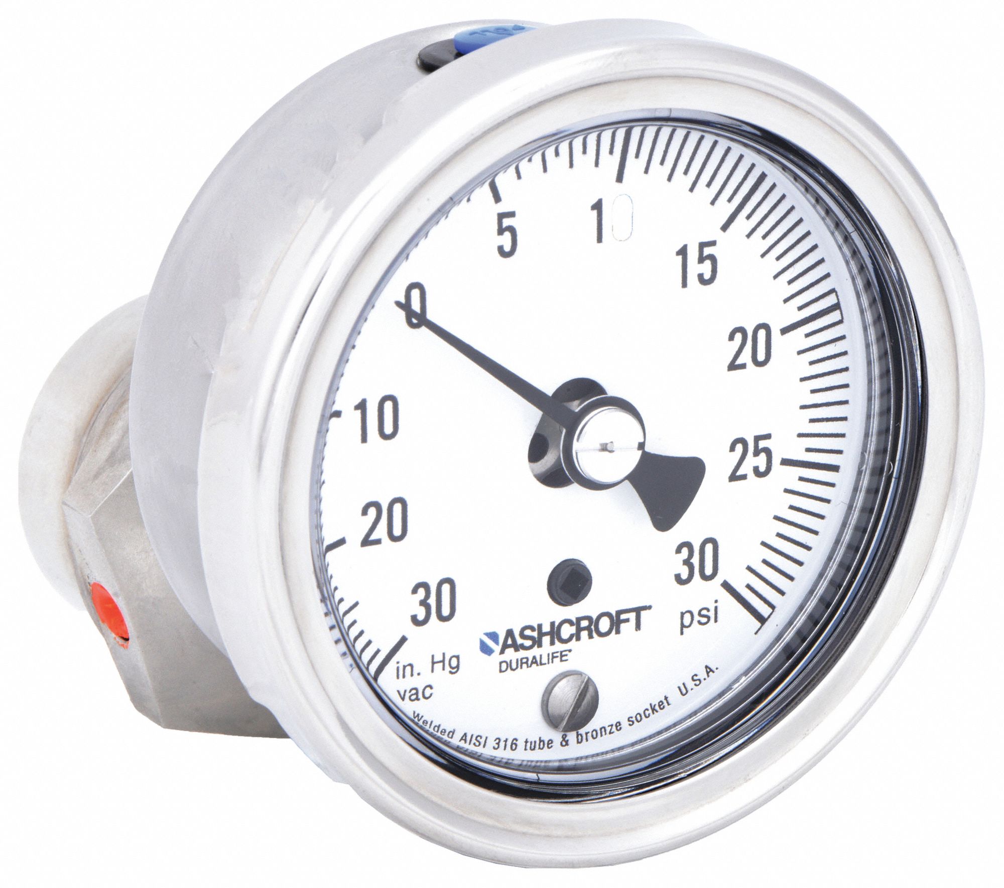 ASHCROFT, 30 to 0 to 30 in Hg/psi, 1009/310315, Pressure Gauge with