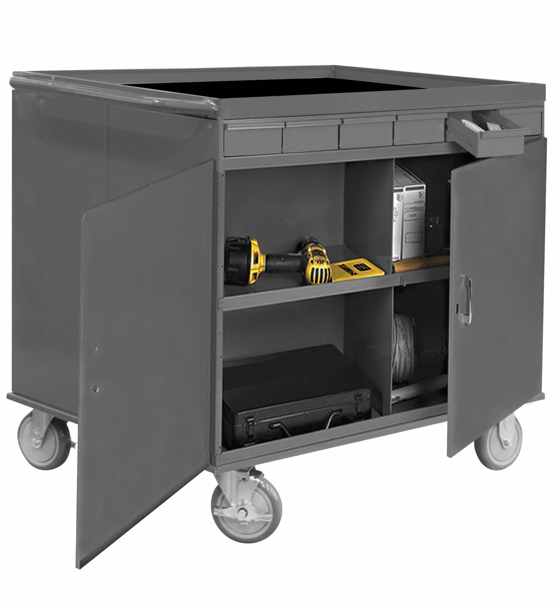 GRAINGER APPROVED Mobile Workbench, Steel, 24 in Depth, 34 in
