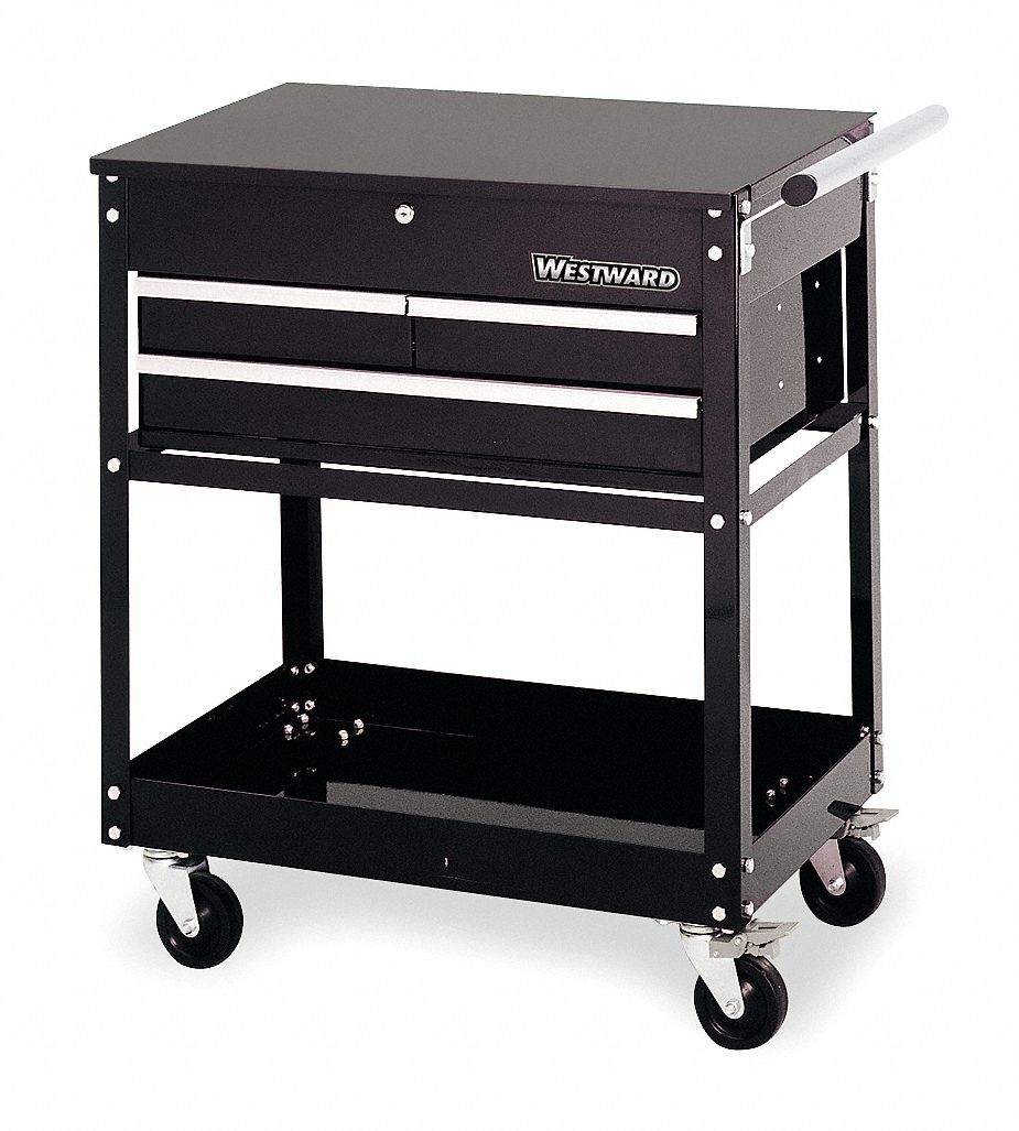 WESTWARD Black Standard Duty Tool Utility Cart, 31 in H X 30 in W X 20