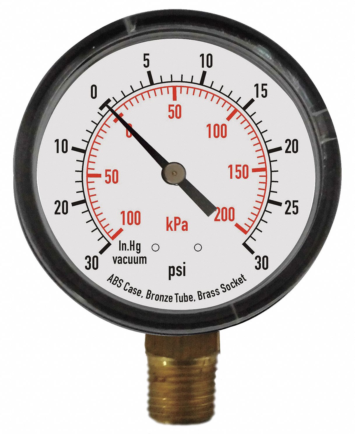 GRAINGER APPROVED Compound Gauge, 100 kPa Vac to 200 kPa