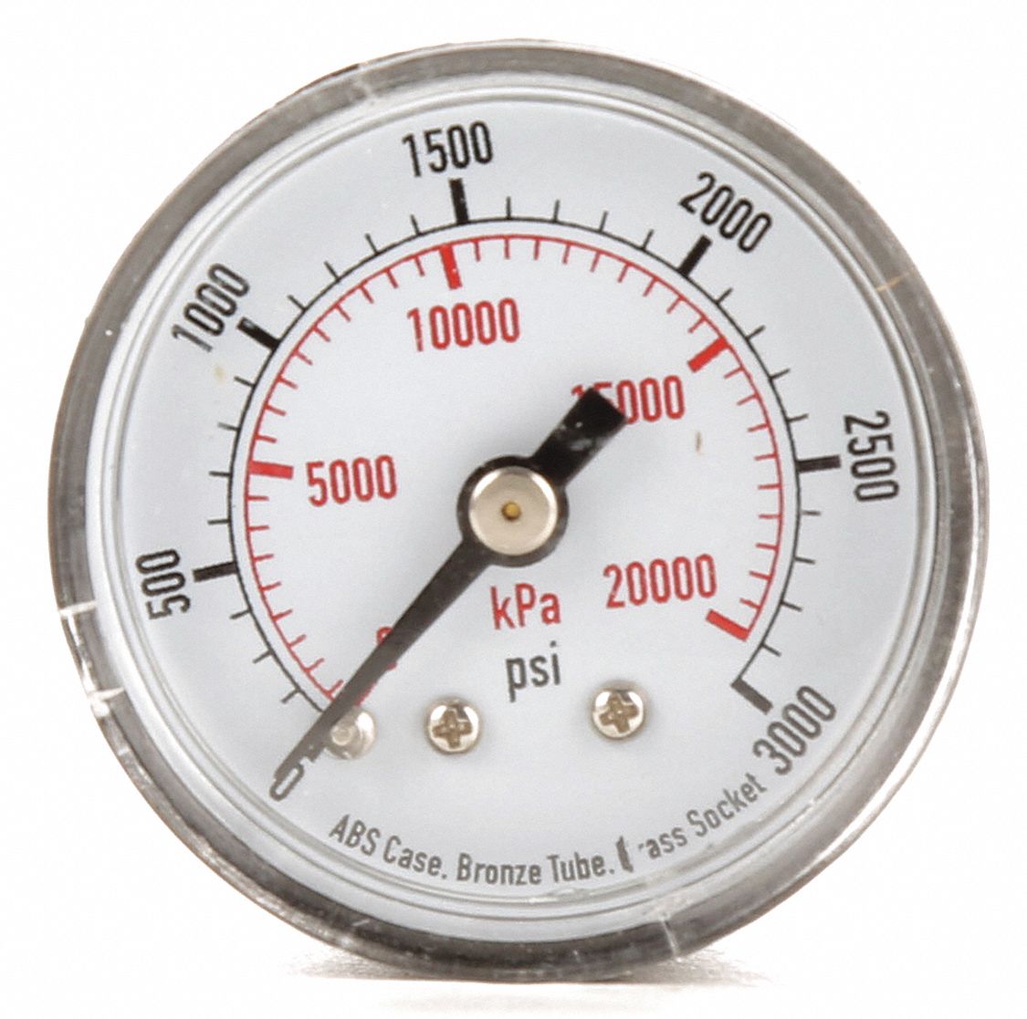 GRAINGER APPROVED Pressure Gauge, 0 to 3000 psi, 0 to