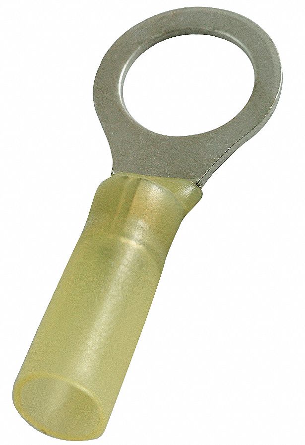 POWER FIRST Ring Terminal, Yellow Heat Shrink, Brazed Seam, 12 to 10