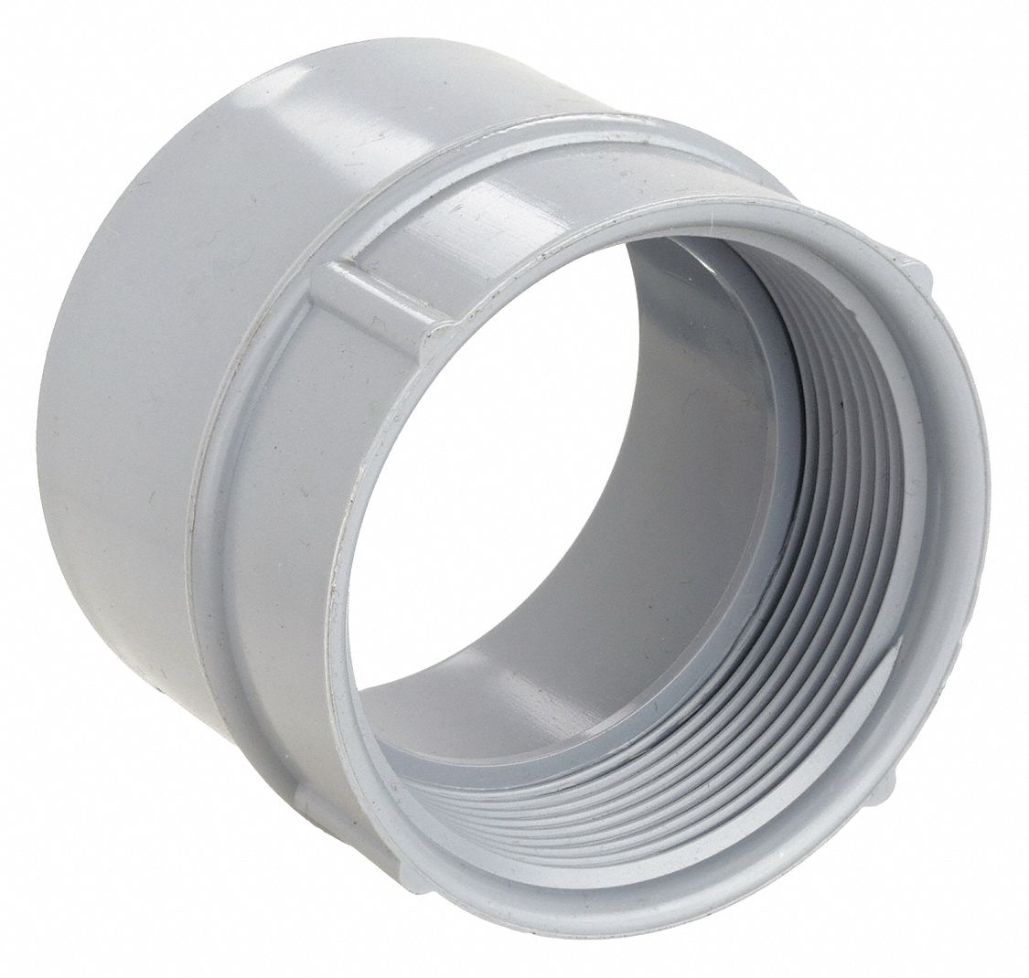 PVC, 4 in Trade Size, Threaded Conduit Adapter 4FYC25140052 Grainger