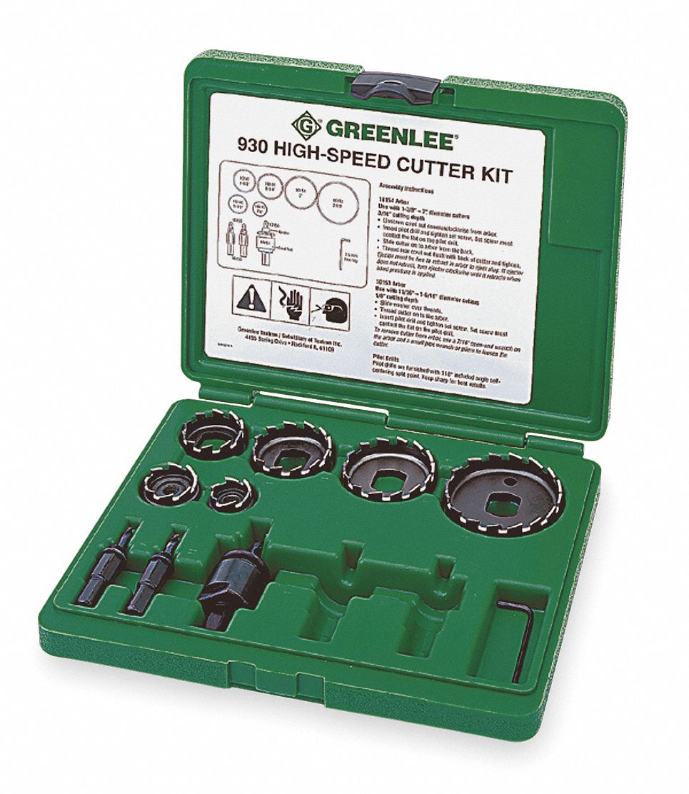 GREENLEE, 11 Pieces, 7/8 in to 2 1/2 in Saw Size Range, Hole Cutter Kit