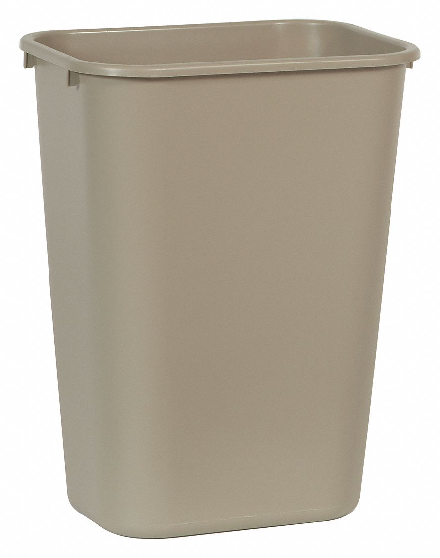 RUBBERMAID COMMERCIAL PRODUCTS, Rectangular, Beige, Wastebasket 4HC01