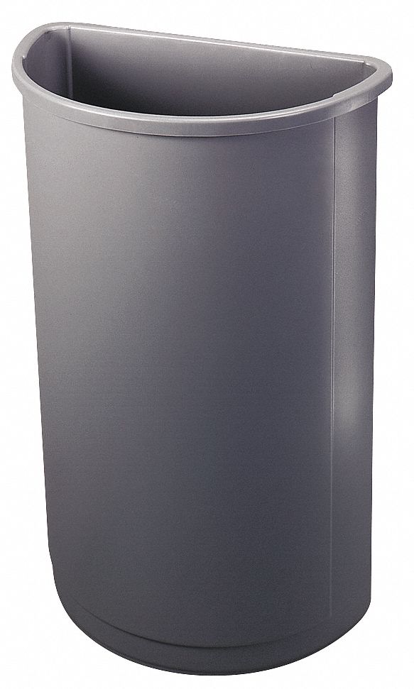 RUBBERMAID COMMERCIAL PRODUCTS 21 gal HalfRound Trash Can, Plastic