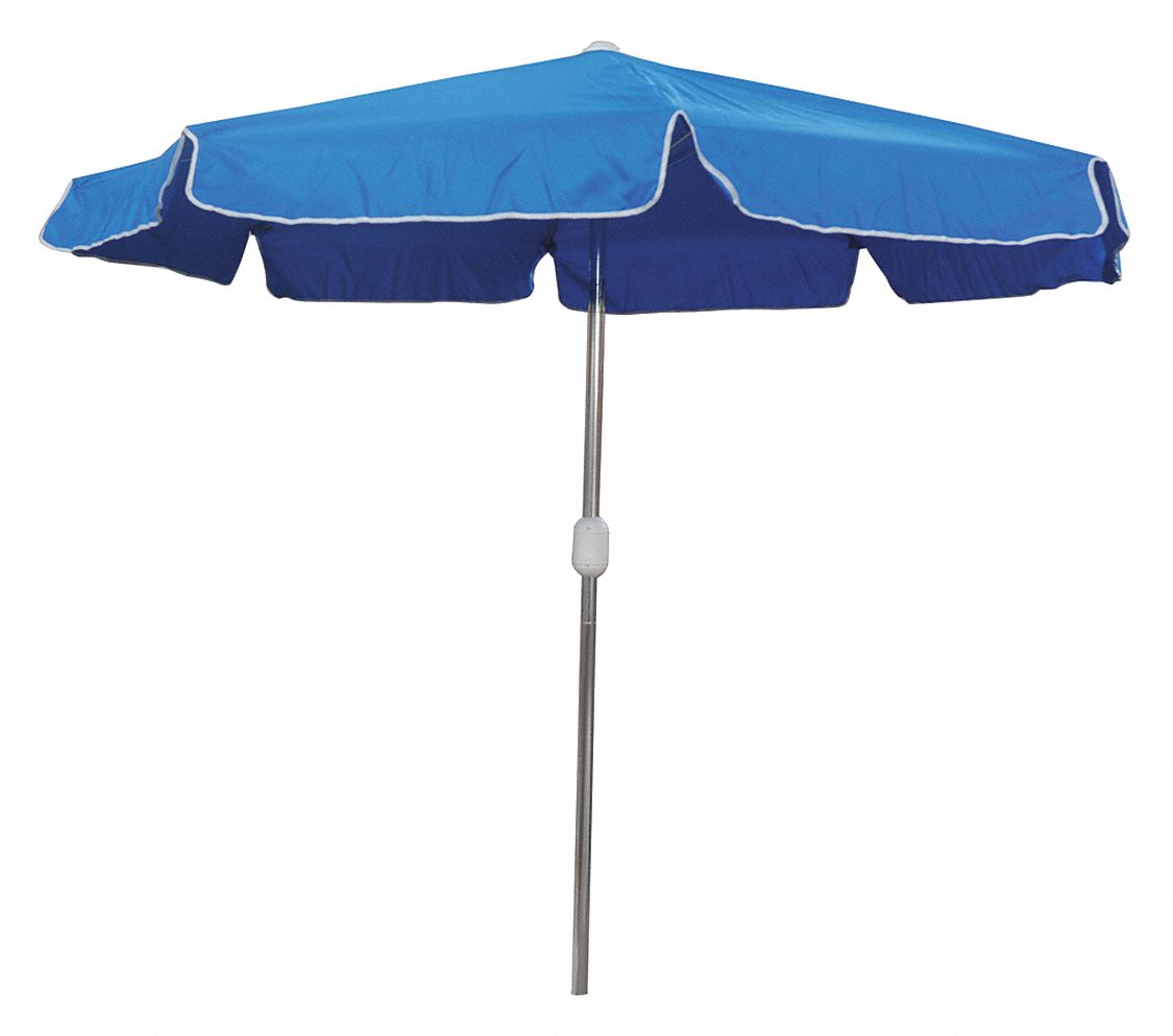 GRAINGER APPROVED Outdoor Umbrella, Round, Blue 4HUW44HUW4 Grainger