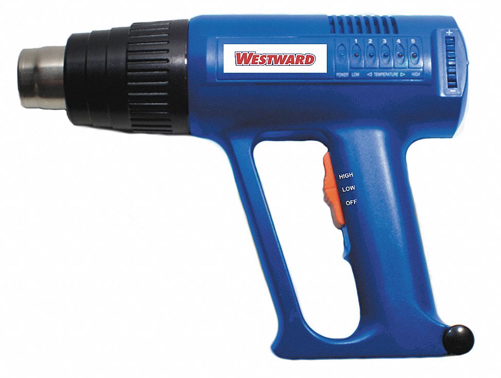 WESTWARD Electric Heat Gun 120VAC, Variable Temp. Settings, 150° to