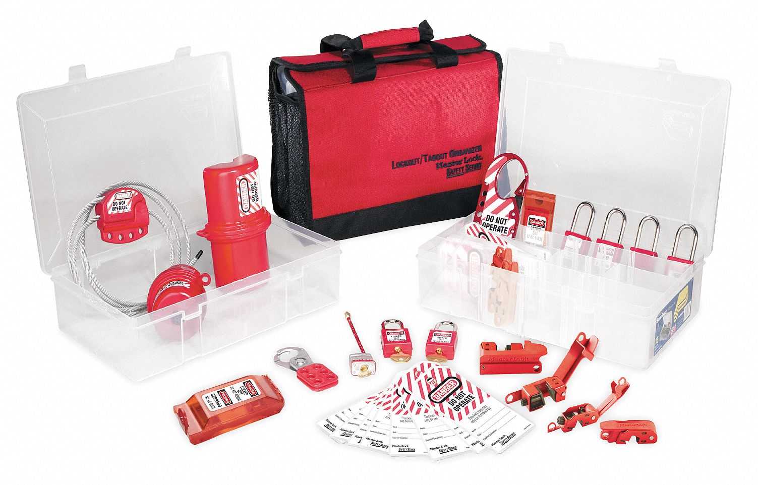 MASTER LOCK Portable Lockout Kit, Filled, Electrical Lockout, Satchel