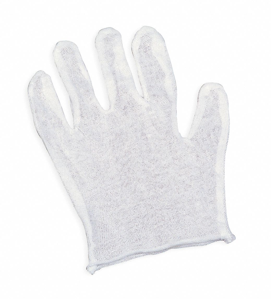 CONDOR Inspection Gloves L ( 9 ), Finished Hem, Cut and Sewn, Cotton