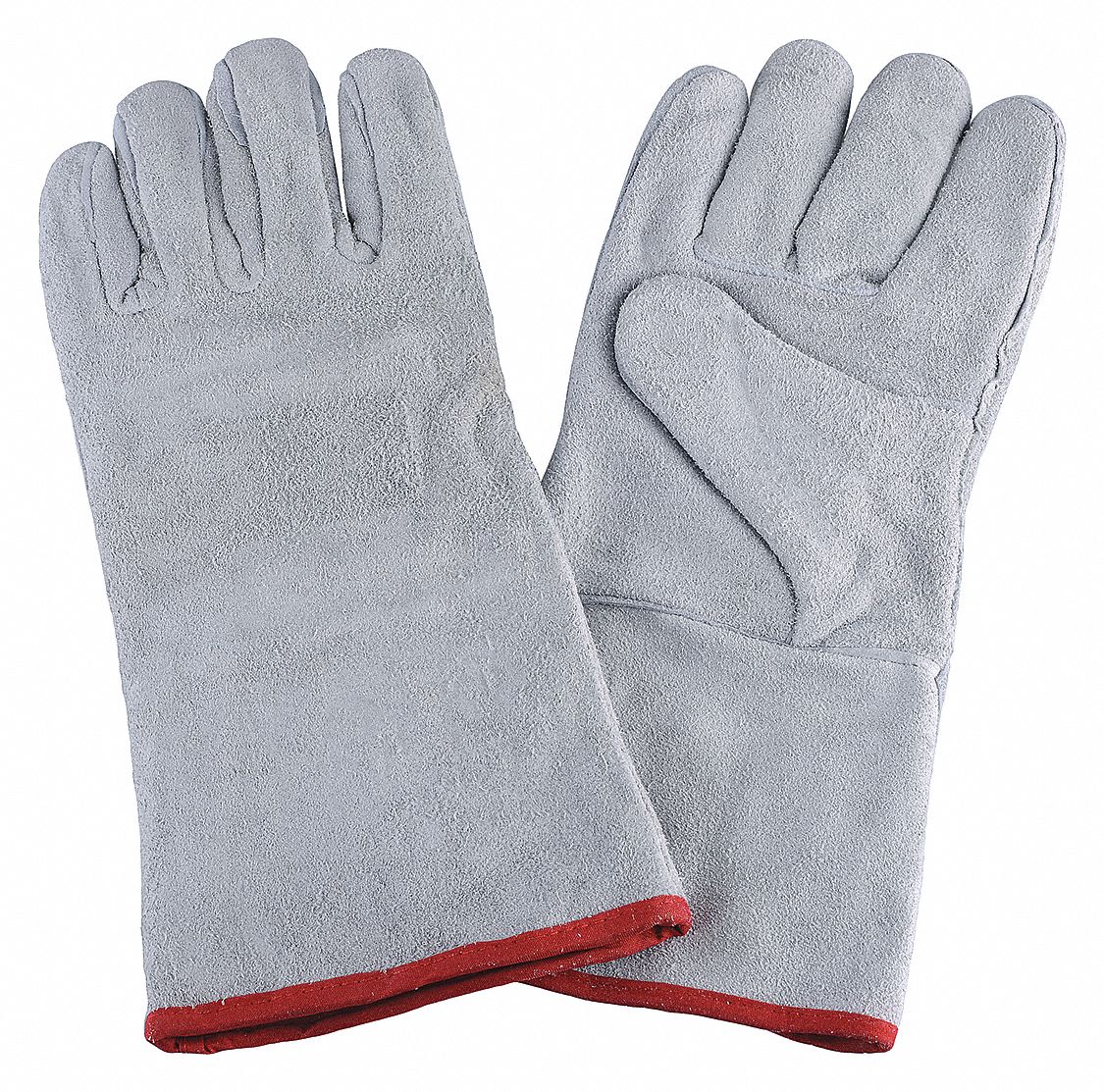 CONDOR Welding Gloves Wing Thumb, Gauntlet Cuff, Std, Gray Cowhide