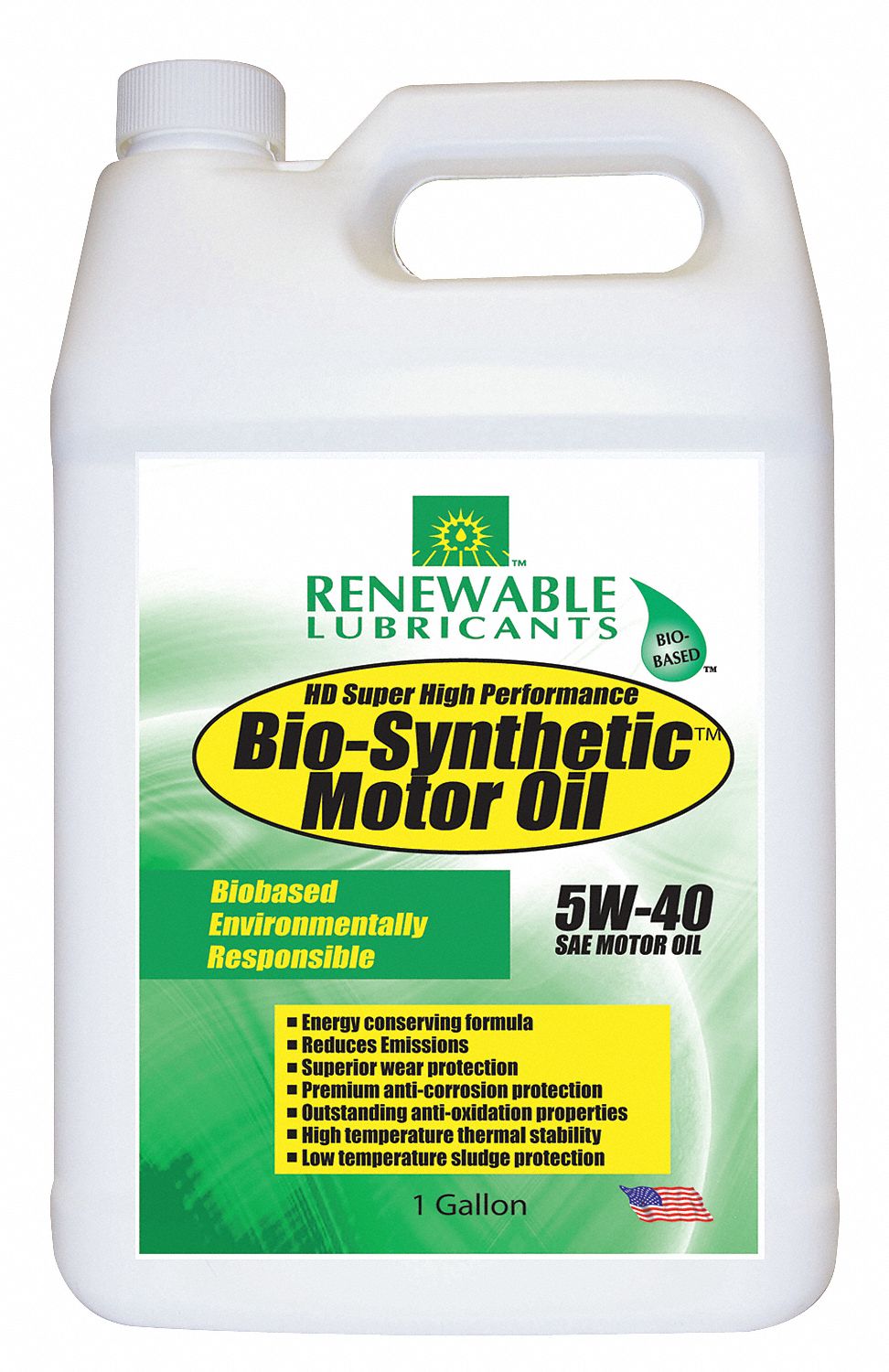 RENEWABLE LUBRICANTS BioSynthetic Engine Oil, 1 gal Jug, SAE Grade 5W40 4JPR685253 Grainger