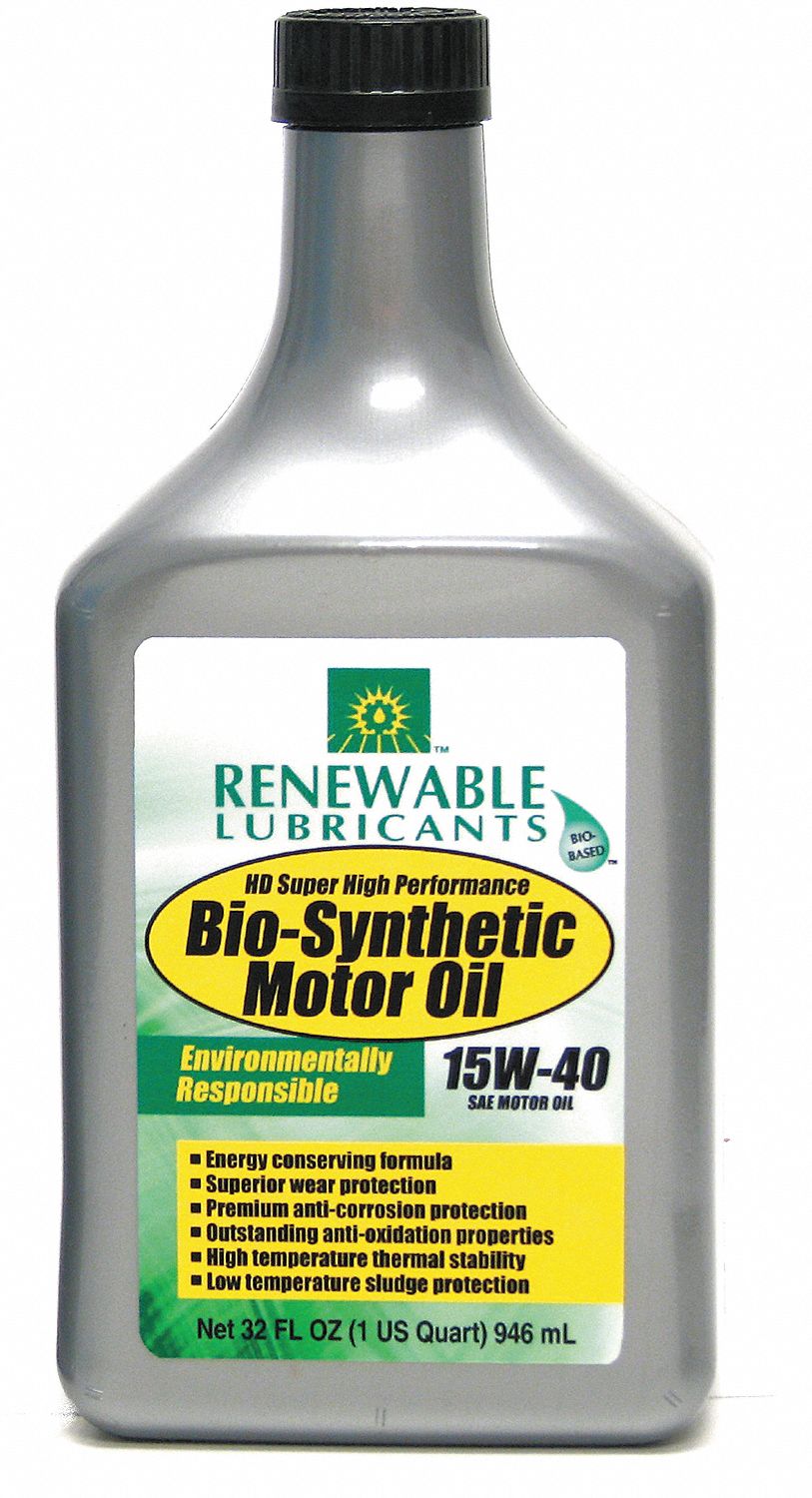 RENEWABLE LUBRICANTS BioSynthetic, Engine Oil, 1 qt, 15W40 4JPR9