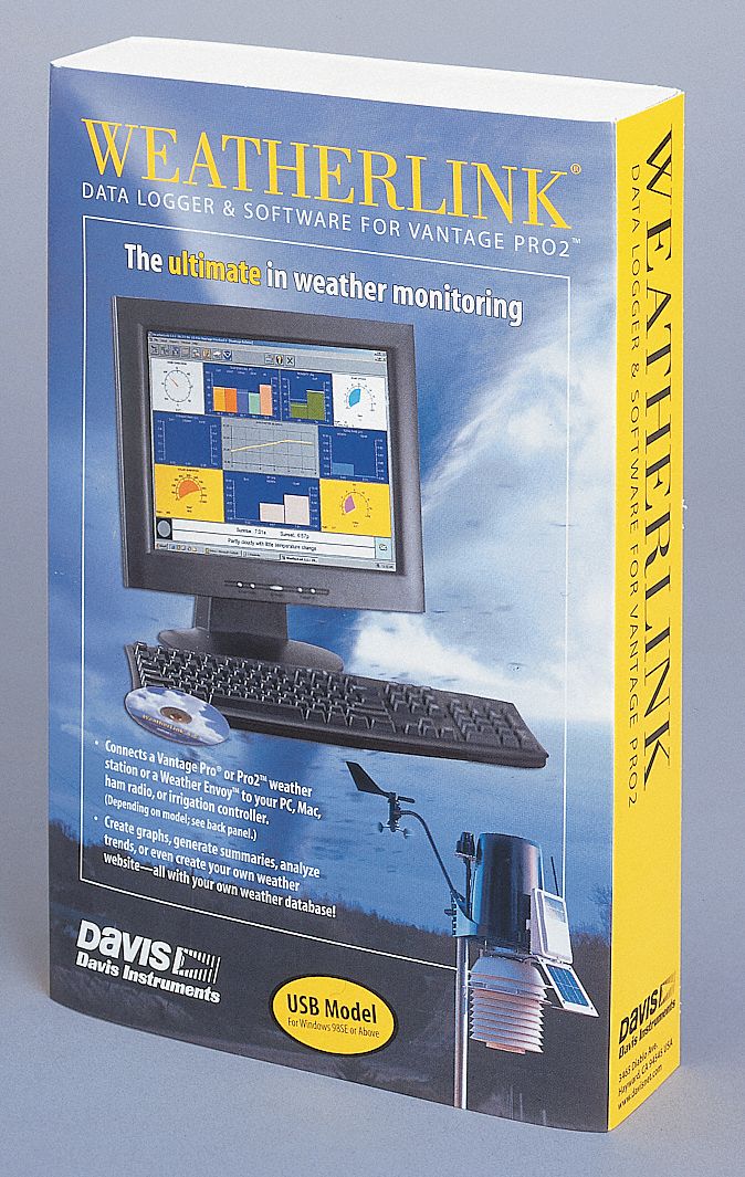 DAVIS INSTRUMENTS WeatherLink Software, Windows, USB 4JRJ16510USB