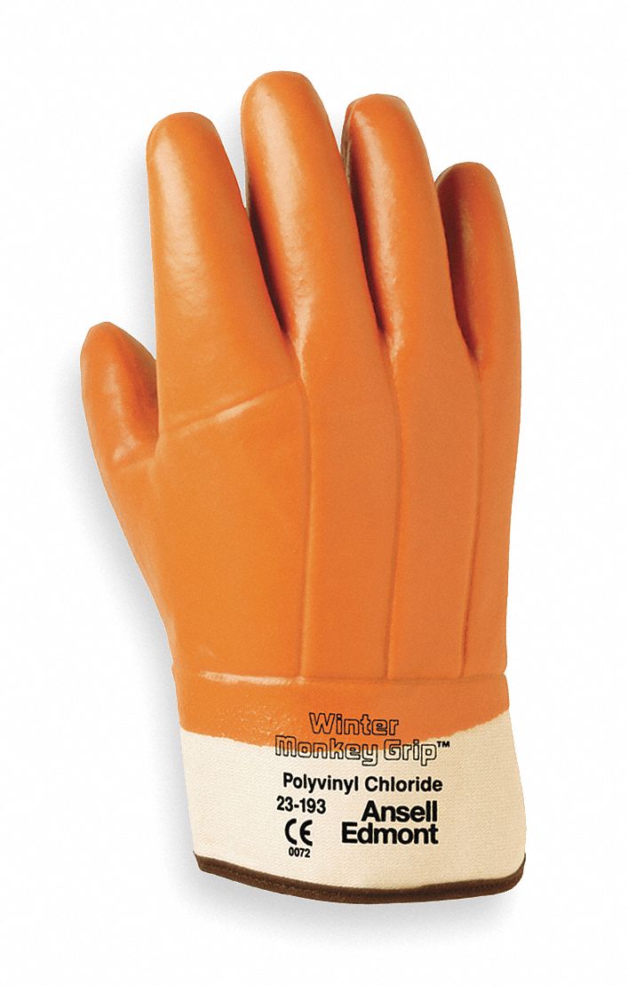 ANSELL Cold Protection Gloves, PVC, L, Tan, PR 4JY1023193 Grainger