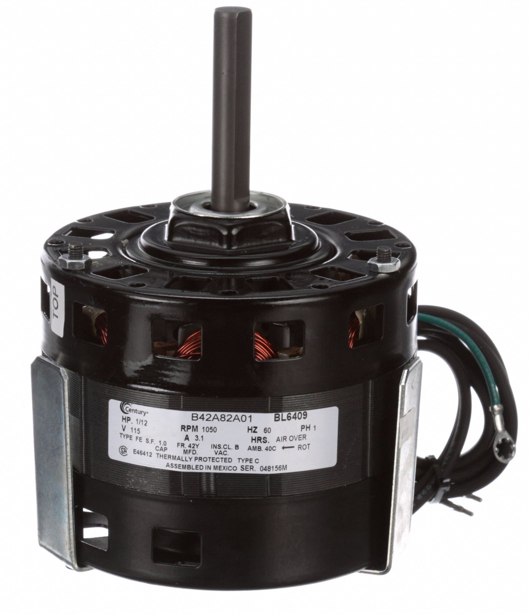 CENTURY Direct Drive Motor: Coleman OEM Repl, 1/12 HP, 1,050 Nameplate