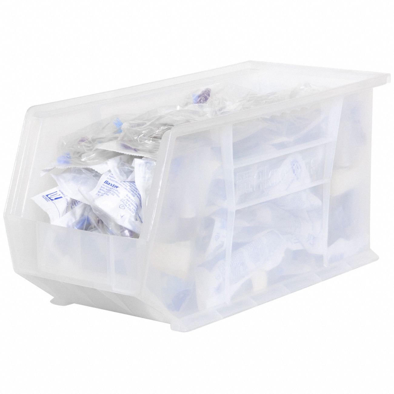 AKROMILS Hang and Stack Bin 8 1/4 in x 18 in x 9 in, Clear, Label