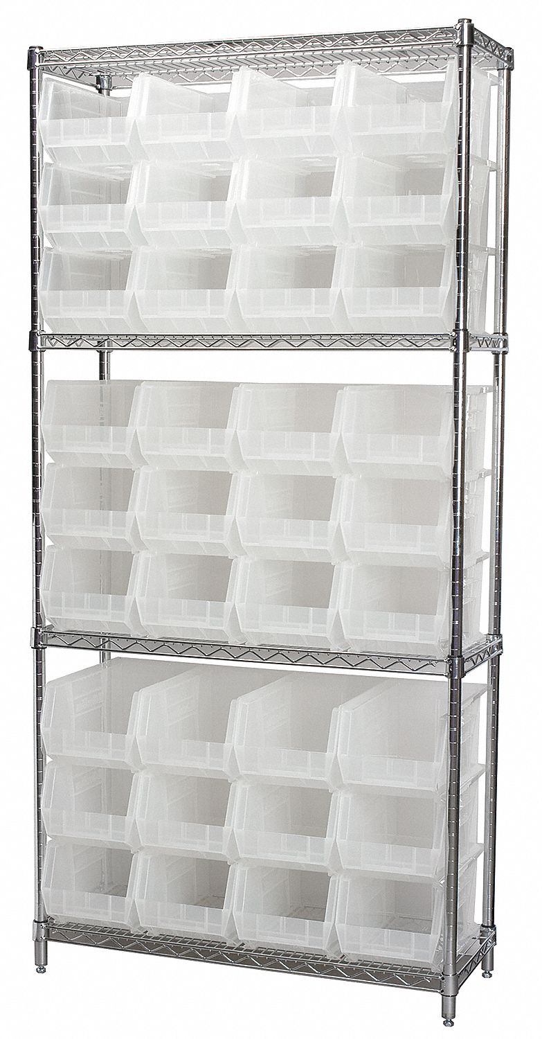 AKROMILS, 36 in x 14 in x 74 in, 1 Sided, Bin Shelving 4KEU2