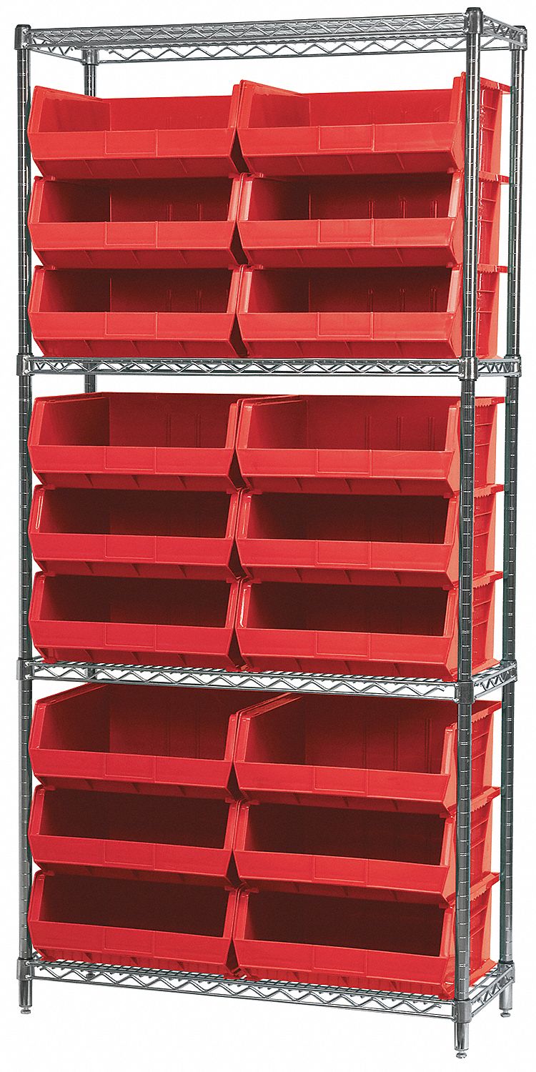AKROMILS, 36 in x 14 in x 74 in, 1 Sided, Bin Shelving 4KEU5