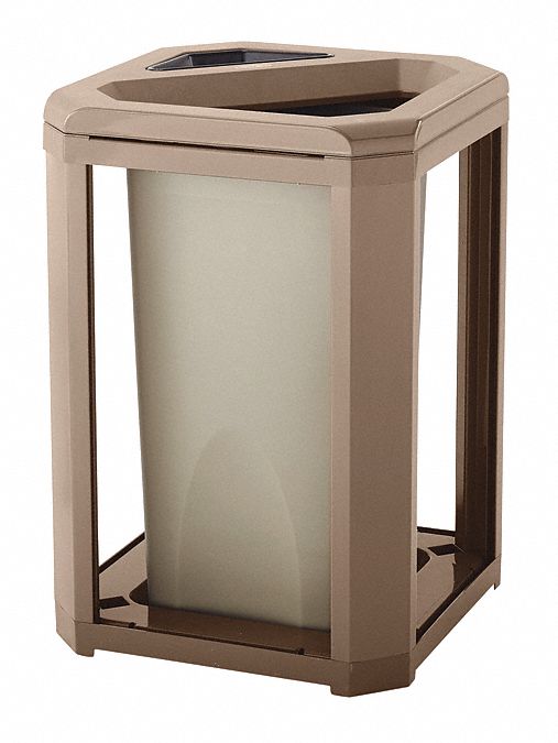 RUBBERMAID COMMERCIAL PRODUCTS 50 gal Square Ashtray/Trash Can, Plastic