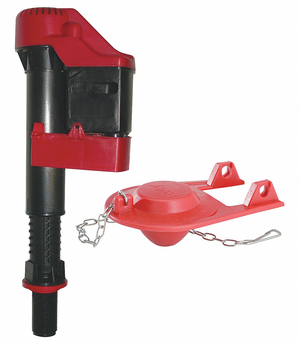 Korky TPE, AntiSiphon Fill Valve with Flapper, Red/Black, Most Toilet