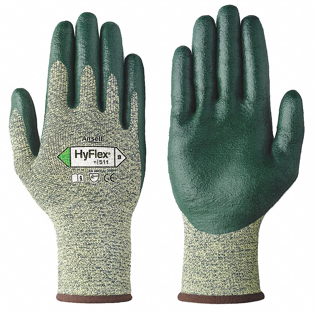 ANSELL CutResistant Gloves, L, A5 ANSI/ISEA Cut Level, Palm, Foam