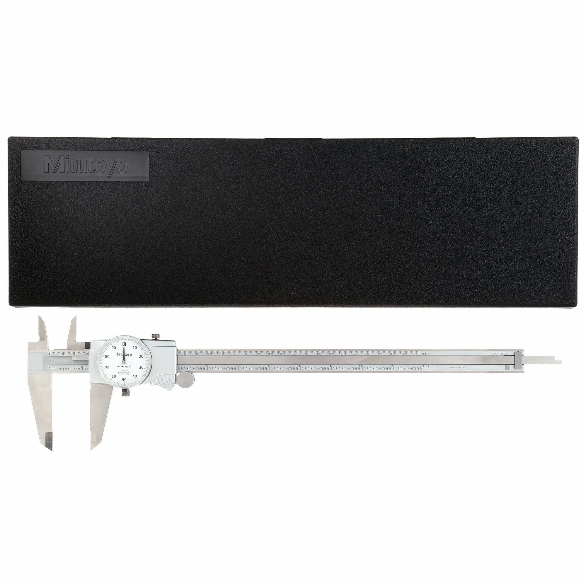 MITUTOYO Dial Caliper, Range 0 in to 12 in, Range per Revolution 0.1 in