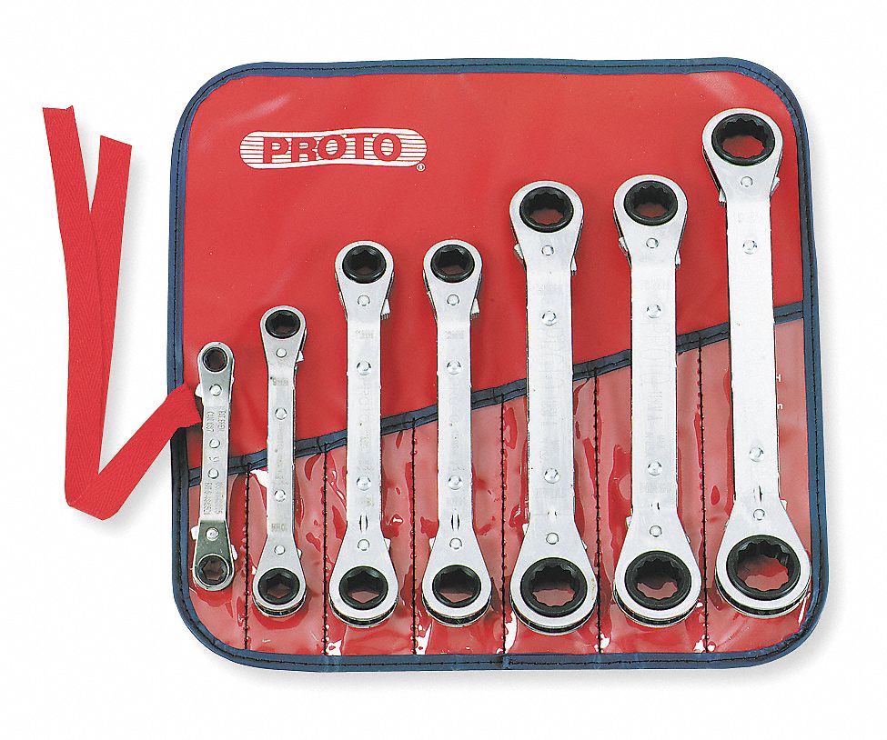 PROTO, Alloy Steel, Chrome, Box End Wrench Set 4LT82J1180MA Grainger