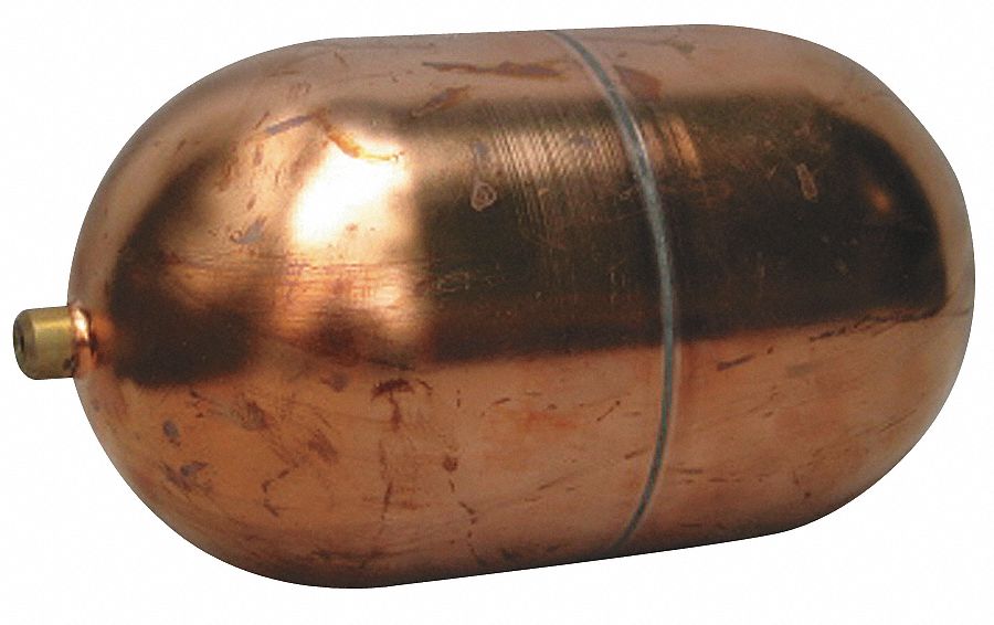 WATTS Float Ball Copper, Internal Connection, 4 in Float Dia., 5 in Float Lg, 1/4"20 Thread