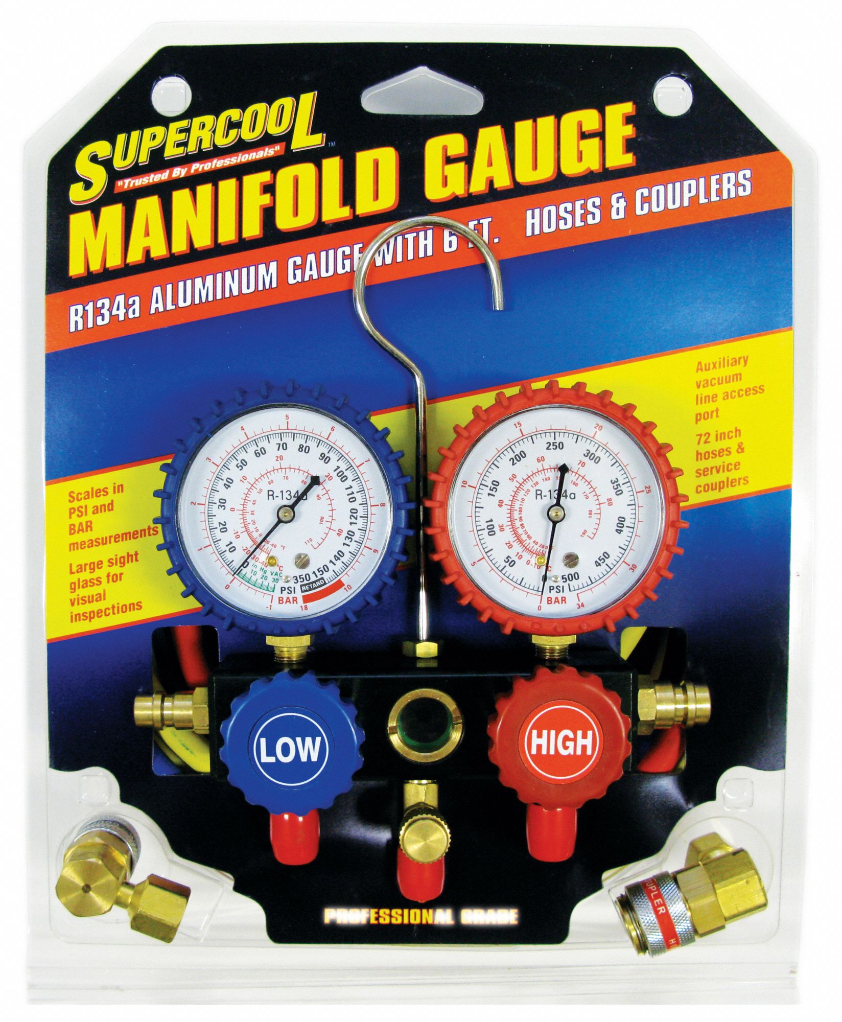 SUPERCOOL A/C Manifold Gauge A/C Manifold Gauge Set, Automotive A/C, R134A A/C System, 5
