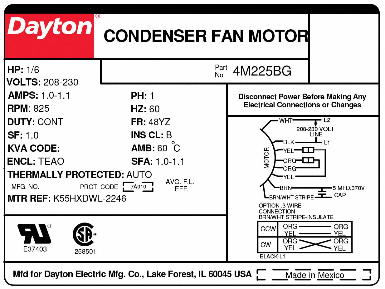Dayton Condenser Fan Motor Wiring Diagram
