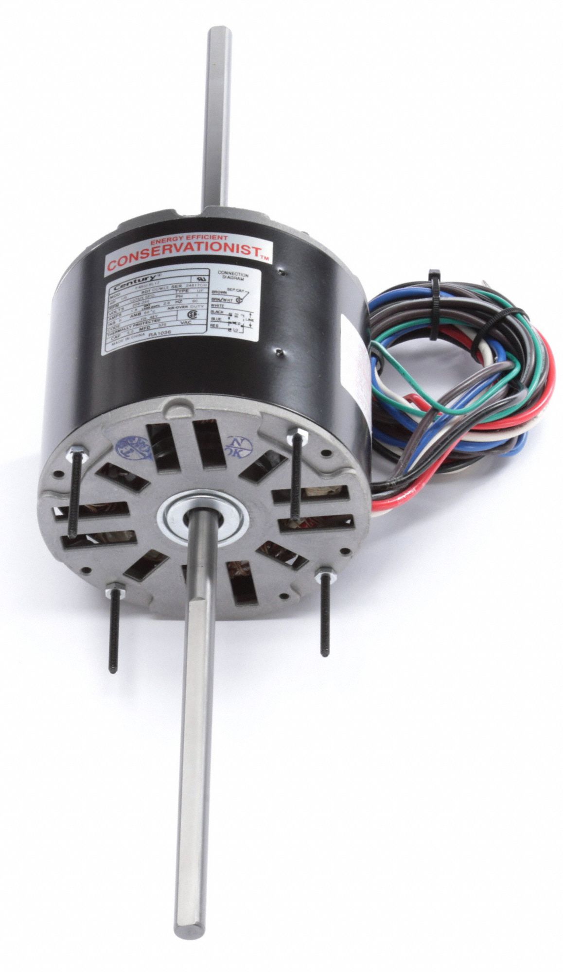 CENTURY Room Air Conditioner Motor 3 Speed, 1/3 HP, 1,075 Nameplate