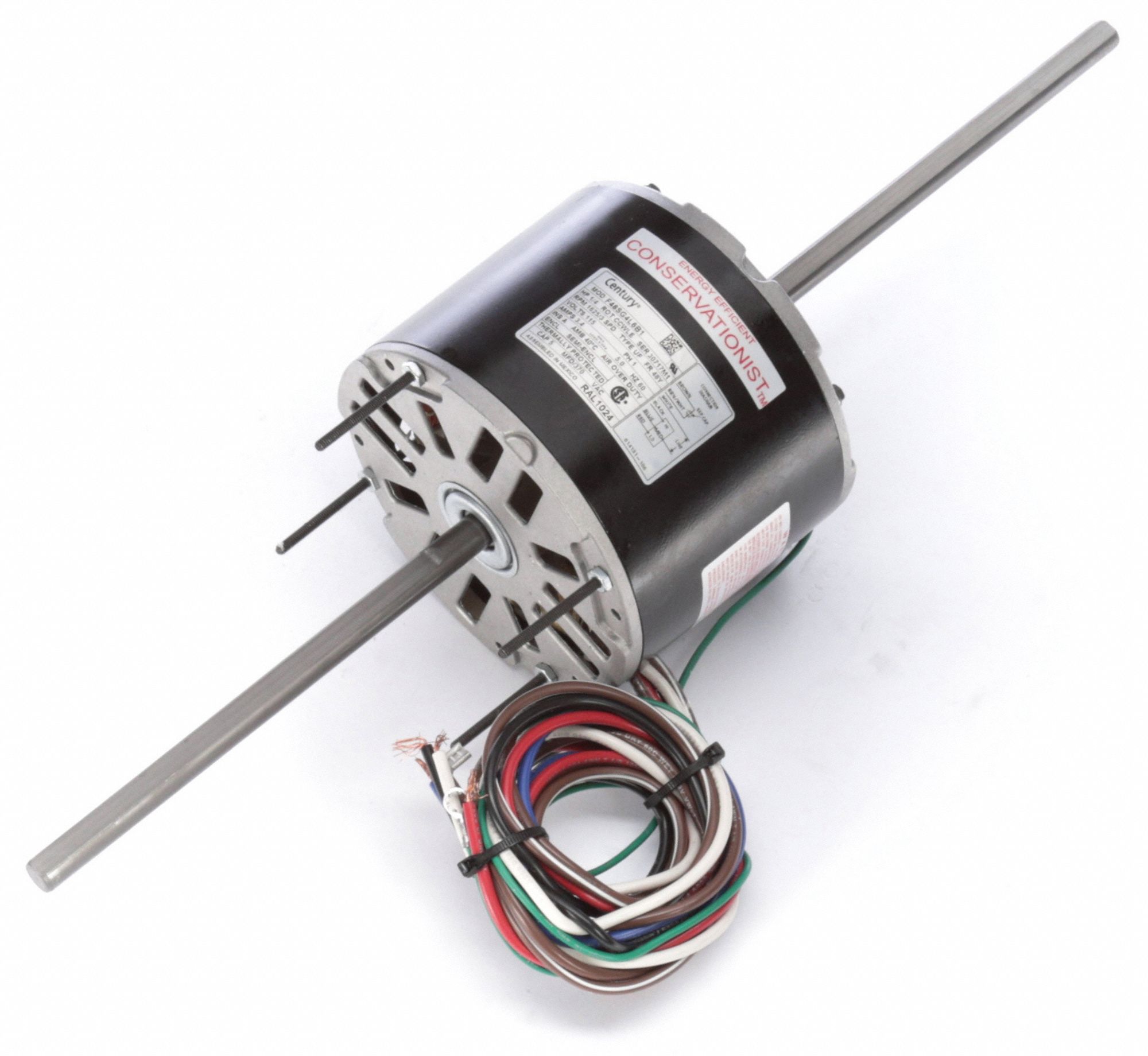 CENTURY Room Air Conditioner Motor 3 Speed, 1/4 HP, 1,625 Nameplate