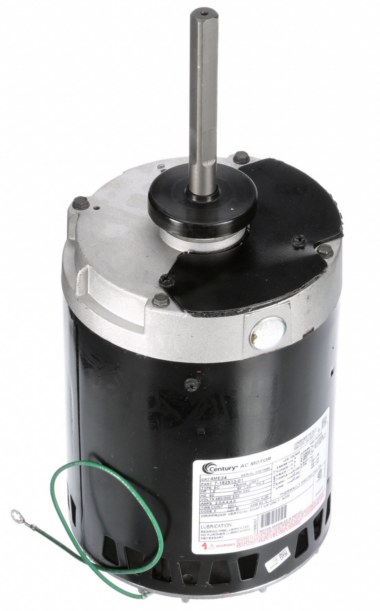 CENTURY Condenser Fan Motor, 1 HP, 3Phase, Nameplate RPM 850, No. of