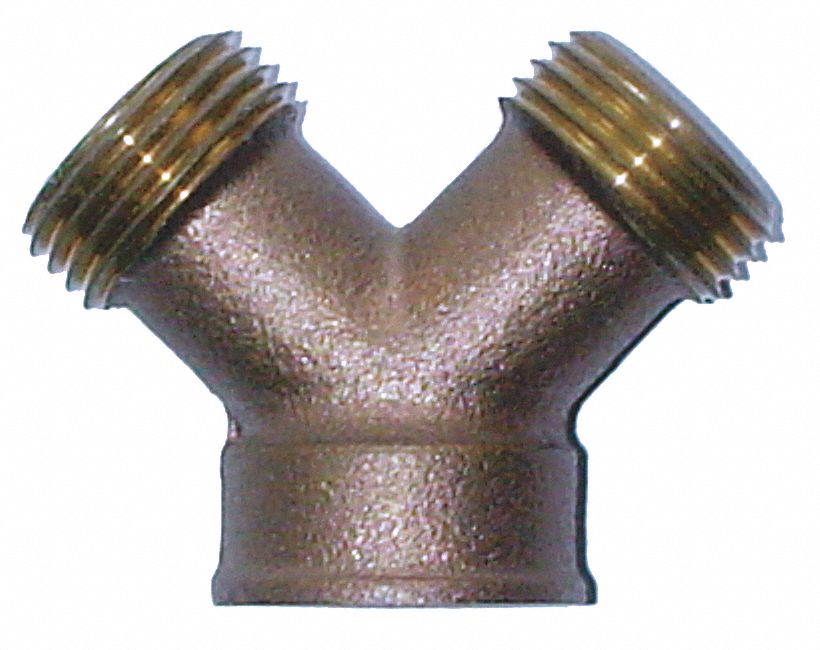 GRAINGER APPROVED Garden Hose Wye, Fitting Material Brass x Brass, Fitting Size 3/4 in x 3/4 in