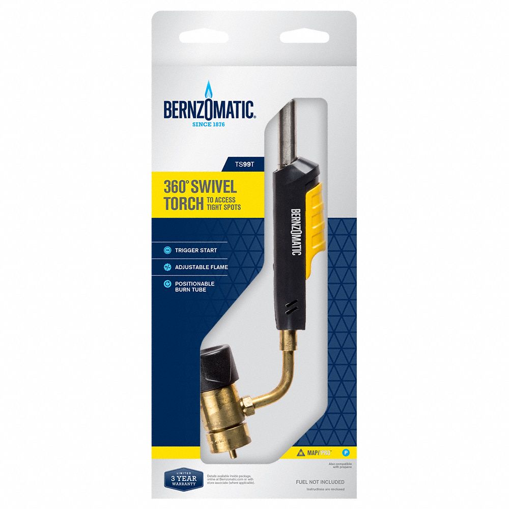 BERNZOMATIC Swirl Torch Head, MAPP/PRO, Instant On/Off 4NE94TS99