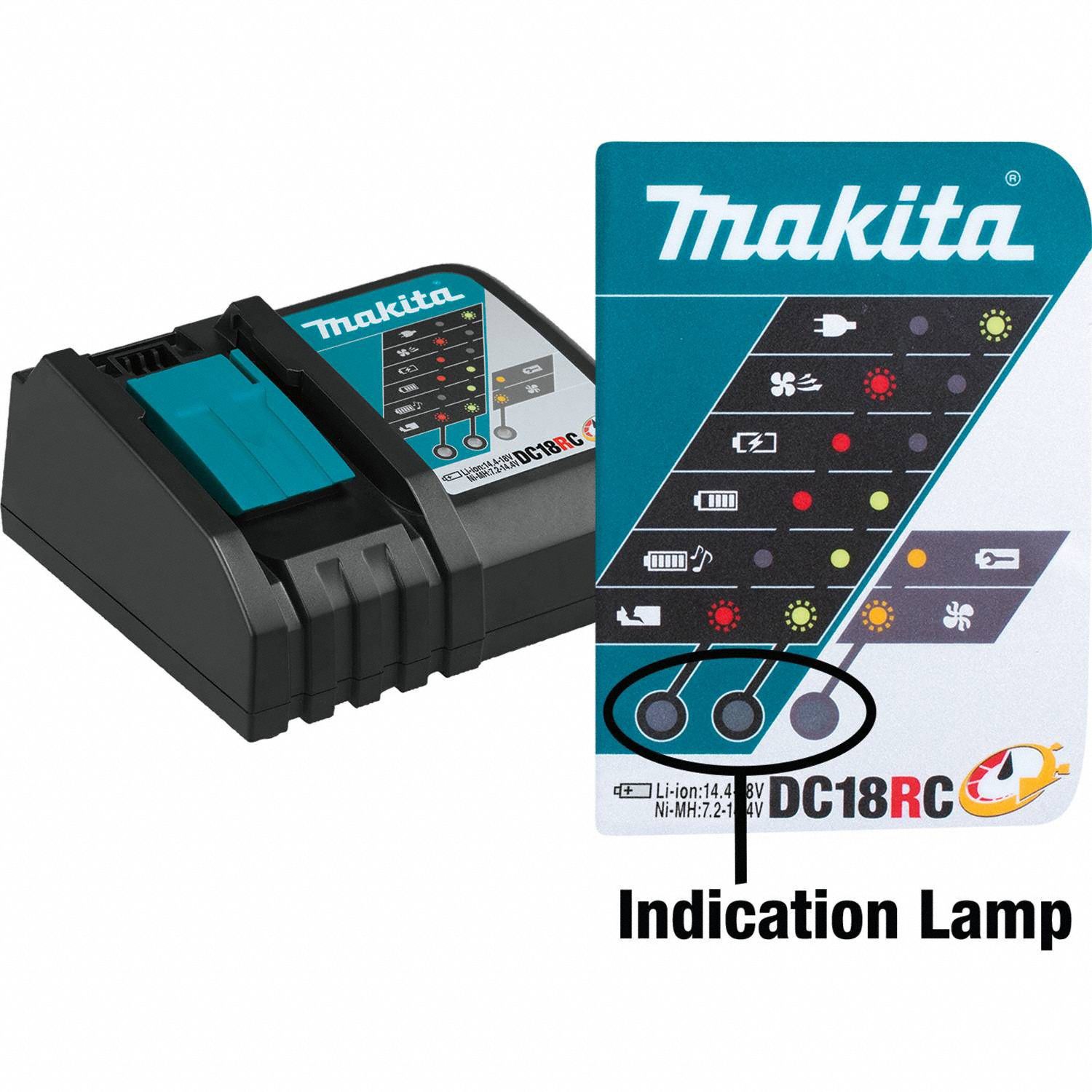 MAKITA Battery Charger: Makita, Single-Port Charging, For 18V, Li-Ion