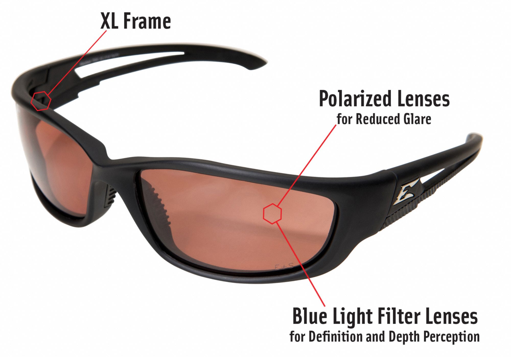 EDGE EYEWEAR Polarized Safety Glasses, Copper 4NXY1TSKXL215 Grainger