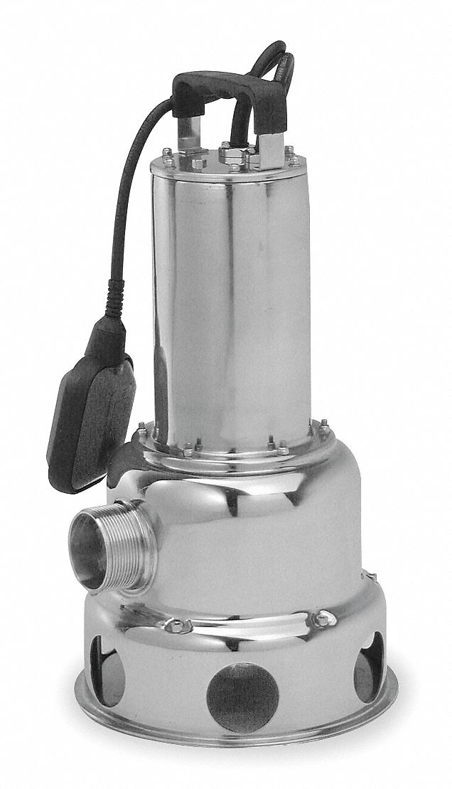 Submersible Sewage Pump, HP 4/10 Grainger