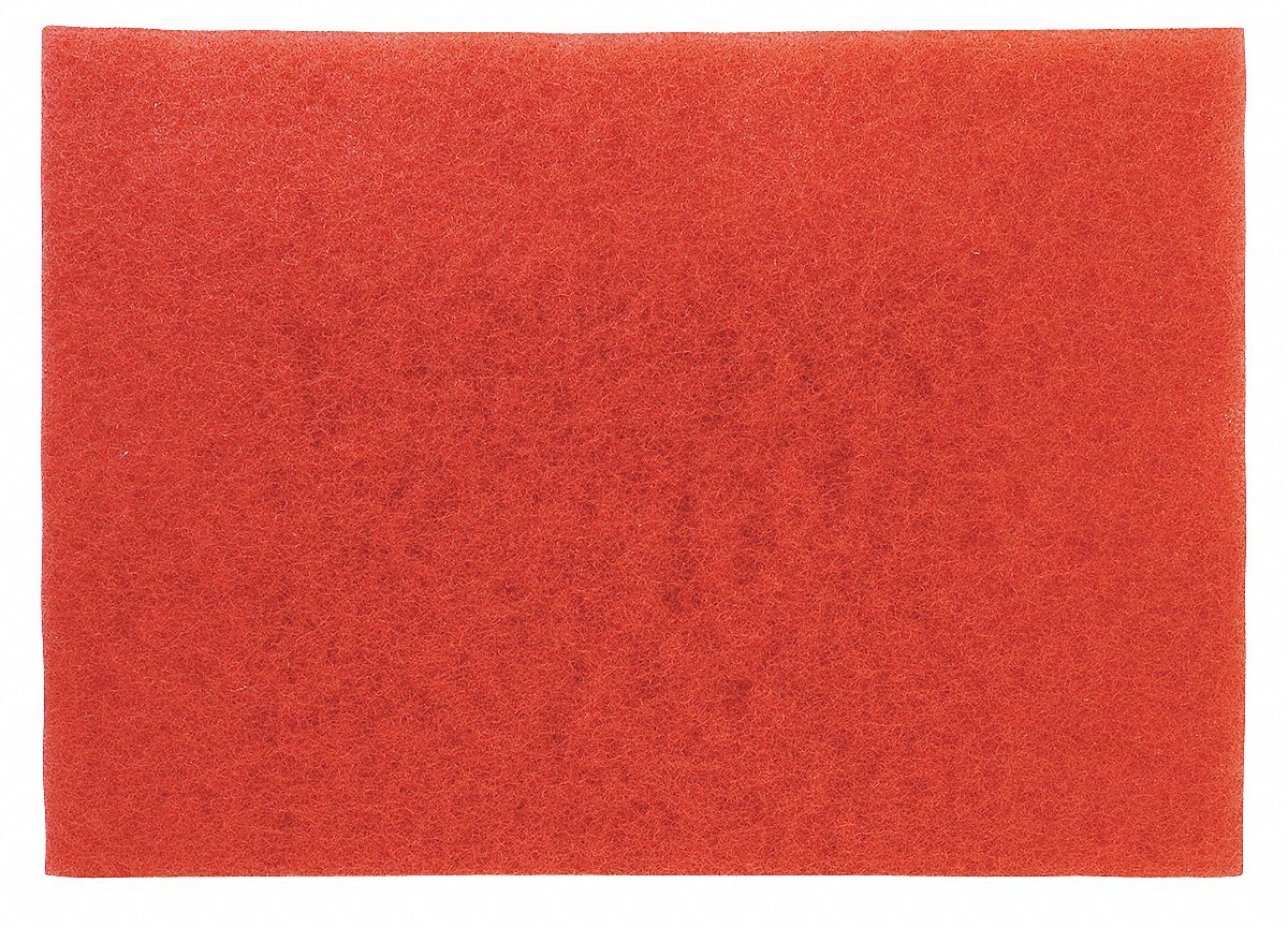 3M 14 in x 28 in NonWoven Polyester Fiber Rectangular Buffing Pad, 175 to 600 rpm, Red, 10 PK