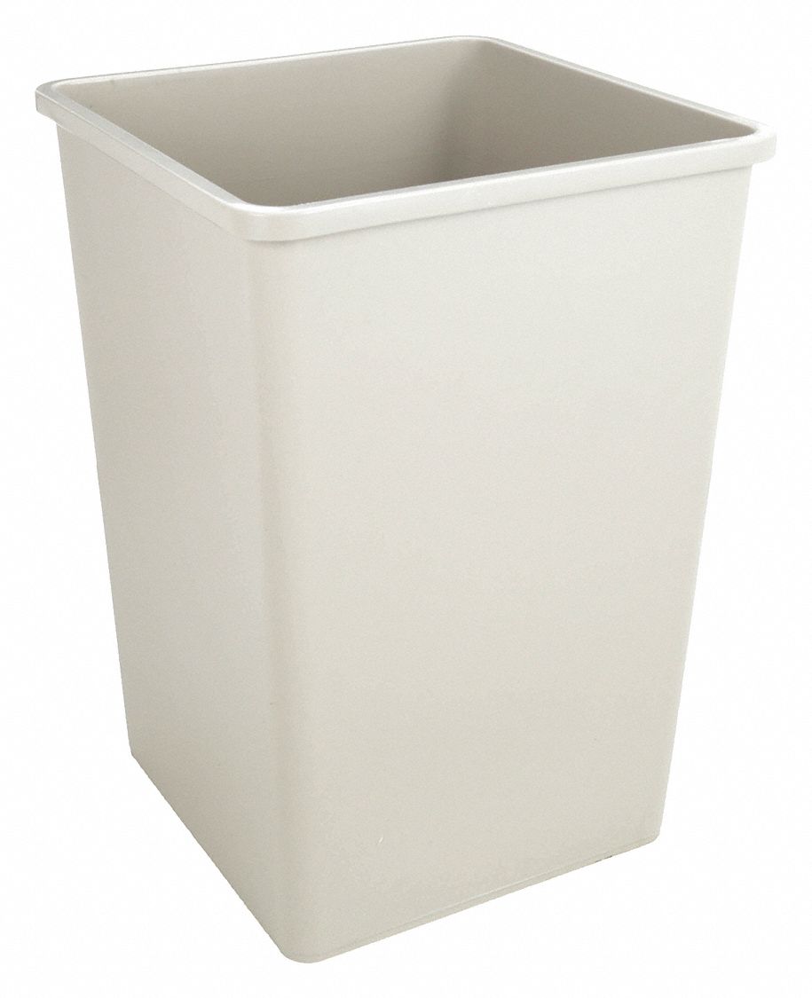 GRAINGER, Square, Beige, Trash Can 4PGT44PGT4 Grainger